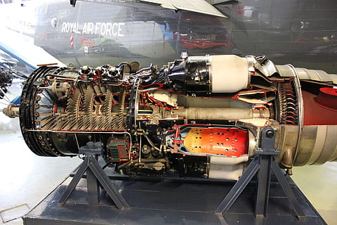 gray, red, jet engine, engine, jet, internals, aircraft, turbine, plane, turbo, maintenance, repair, machinery, industry, factory, technology, transportation, metal, equipment, no people, indoors, machine part, mode of transportation, day, close-up, fuel and power generation, connection, architecture, manufacturing equipment, pipe - tube, industrial equipment, production line, 1080P, CC0, public domain, royalty free