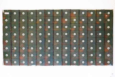 rectangular, black, white, case, brown, wooden, card, drawer, lockers, numbers, keyholes, rust, in a row, no people, close-up, white background, indoors, industry, day, studio shot, order, number, arrangement, large group of objects, cut out, capital letter, shape, pattern, still life, organization, arts culture and entertainment, old, group of objects, 1080P, CC0, public domain, royalty free