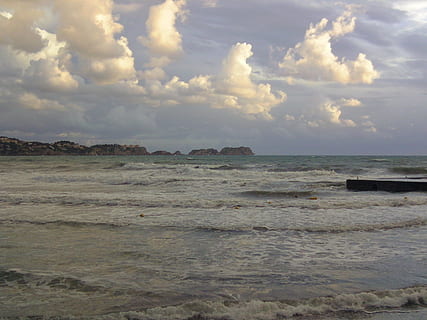 plajă, nori, furtună, ploaie, cer, soare, mare, natură, litoral, apă, val, nor - cer, frumusețe în natură, teren, liniște, scenice - natura, o scenă liniștită, nici o persoana, orizont, zi, în aer liber, scenă non-urbană, la distanta, orizontul peste apă, călătorie, 2K, CC0, domeniu public, fără drepturi de autor