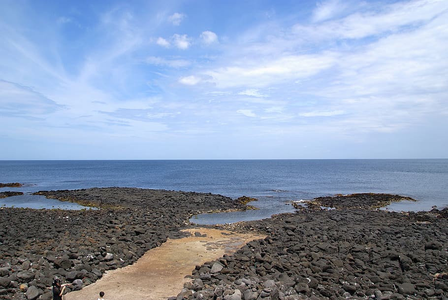ㄹ, heh, k, aigua, mar, cel, horitzó sobre l’aigua, platja, horitzó, escenics - natura, terra, escena tranquil·la, bellesa a la natura, tranquil·litat, núvol - cel, naturalesa, cap gent, rock, dia, sòlid, sorra, línia de costa, a l'aire lliure, litoral rocós, còdols, 4K