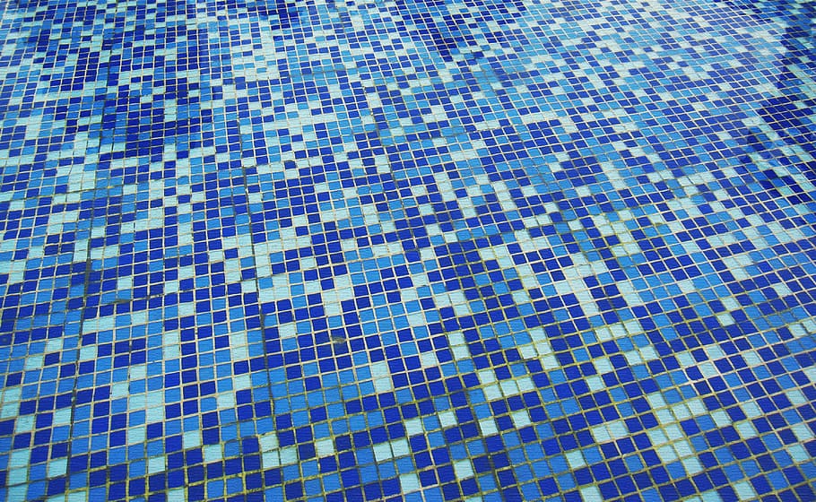 blau, blanc, paviments de rajoles, quadrícula, mosaic, piscina, fons, marc complet, patró, rajola, reflexió, aigua, cap gent, textura, arquitectura, sòls, estructura construïda, forma, sòl de rajoles, disseny, dia, naturalesa, llum solar, 4K