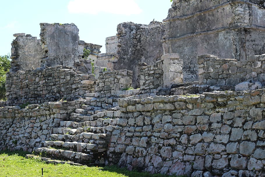 pedra, vell, arquitectura, paret, Maya, ruïnes, història, el passat, antic, estructura construïda, paret de pedra, antiga ruïna, naturalesa, cel, destinacions de viatge, civilització antiga, sòlid, dia, cap gent, turisme, a l'aire lliure, viatjar, arqueologia, arruïnat, 5K