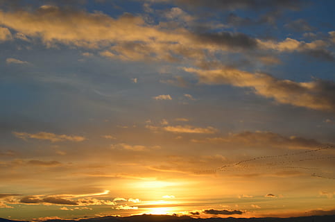 sunset, clouds, sky, sun, nature, landscape, sky clouds, summer, sunset background, sunlight, sunrise landscape, scenic, cloud background, sunset sky, cloud - sky, beauty in nature, scenics - nature, tranquility, orange color, tranquil scene, no people, idyllic, outdoors, cloudscape, non-urban scene, environment, dramatic sky, above, 4K, CC0, public domain, royalty free