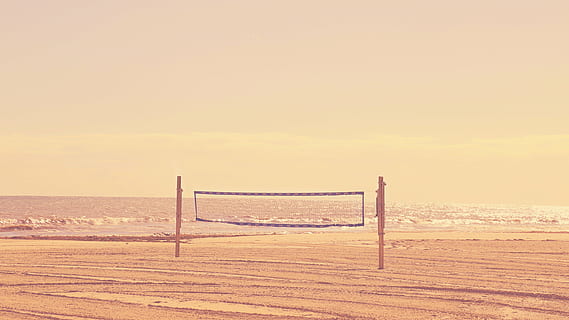 Volleyball, Netz, Strand, Tageslicht, Landschaft, Licht, Ozean, draußen, Sand, Meer, seelandschaft, Sonne, Sonnenuntergang, Reise, Volleyball Netz, Wasser, Wellen, Wetter, Natur, keine Leute, Ruhe, szenen, Winter, Himmel, Schönheit in der Natur, Land, ruhige Szene, Horizont, Szenen - Natur, Horizont über Wasser, Umgebung, Abwesenheit, Sport, 5K, CC0, gemeinfrei, lizenzfrei