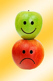 eple, lei seg, bilde redigering, mat, antropomorfe ansikt, antropomorfe smiley ansikt, smilende, ansikt, mat og Drikke, studio skudd, spise sunt, antropomorfe, nærbilde, innendørs, frukt, stilleben, friskhet, velvære, grønn farge, kreativitet, ingen folk, farget bakgrunn, enkelt objekt, oransje, 2K, CC0, offentlig domene, opphavsrett gratis