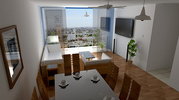 renderizar, arquitetura, casa, dentro de casa, interior de casa, luxo, janela, sala doméstica, porta, assento, mesa, mobília, cadeira, moderno, interior de vitrine em casa, ninguém, vida domestica, ausência, construção, sala de estar, mesa de jantar, pavimento, 2K, CC0, domínio público, royalty free