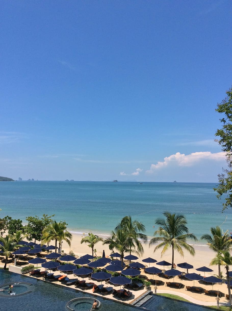 krabi, més enllà, cel, aigua, mar, escenics - natura, bellesa a la natura, platja, naturalesa, tranquil·litat, terra, arbre, escena tranquil·la, horitzó, blau, planta, dia, còpia espai, horitzó sobre l’aigua, cap gent, núvol - cel, a l'aire lliure, 2K