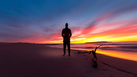 silhueta, homem, de pé, Beira Mar, dourado, hora, Hora dourada, por do sol, pessoas, natureza, retroiluminado, homens, céu, ao ar livre, crepúsculo, Dom, uma pessoa, um homem só, visão traseira, apenas adultos, scenics - natureza, terra, beleza na natureza, cor laranja, atividade de lazer, estilos de vida, comprimento total, tranquilidade, cena tranquila, de praia, agua, mar, pessoas reais, contemplação, 2K, CC0, domínio público, royalty free