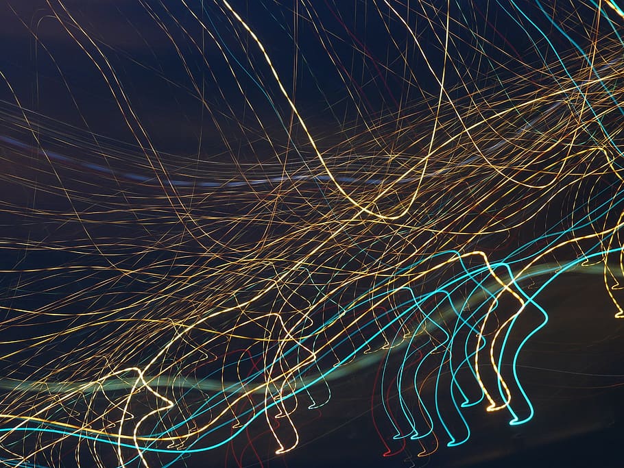tracce di luce, luce, luci, astratto, artisticamente, lunga esposizione, movimento, notte, raggiante, sentiero leggero, illuminato, velocità, movimento sfocato, pittura leggera, nessuno, multicolore, modello, luce - fenomeno naturale, complessità, tecnologia, sfondo nero, futuristico, fibra ottica, elettricità, 2K