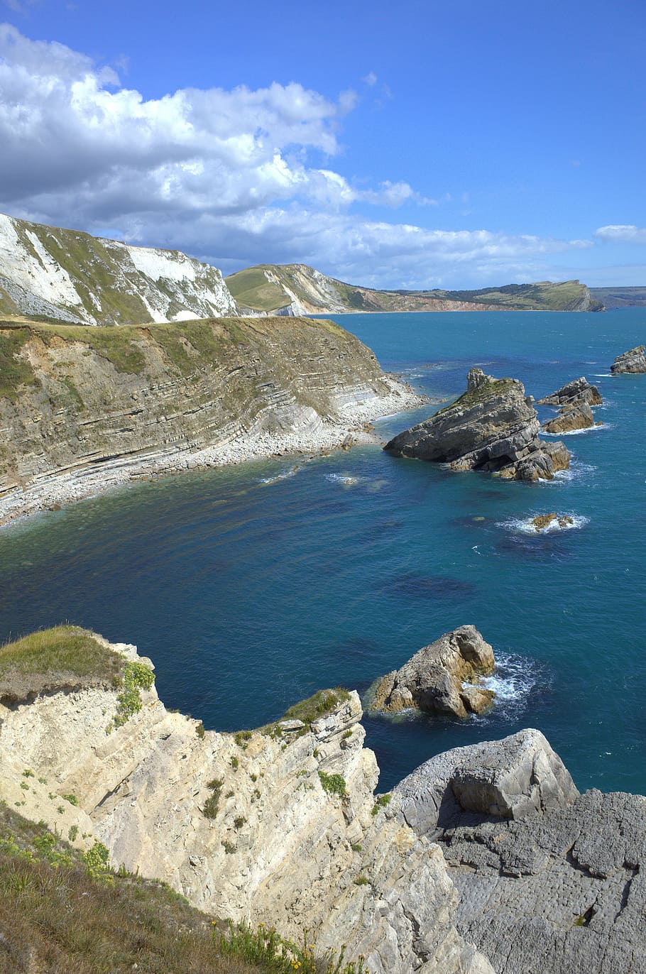 aereo, vista, corpo, acqua, roccioso, scogliera, bianca, blu, nuvoloso, cieli, roccia, costa, nube, oceano, paesaggio, mare, marea, natura, pancake rock, sfida, litorale, riva, bellezza nella natura, roccia - oggetto, solido, cielo, scenics - natura, terra, nuvola - cielo, spiaggia, la tranquillità, giorno, scena tranquilla, nessuno, formazione rocciosa, scena non urbana, all'aperto, costa rocciosa, 4K