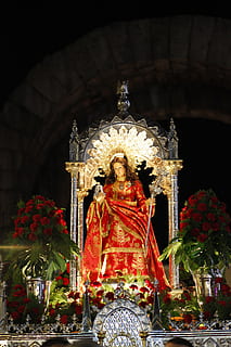 Santa Eulàlia, merida, ispanya, mimari, heykel, inanç, din, insan temsili, temsil, tinsellik, Sanat ve zanaat, yapılı yapı, ibadethane, bina, erkek benzerliği, yaratıcılık, aydınlatılmış, insansız, kadın benzerliği, düşük açılı görünüş, zanaat, süslü, altar, 5K, CC0, kamu malı, telif ücretsiz