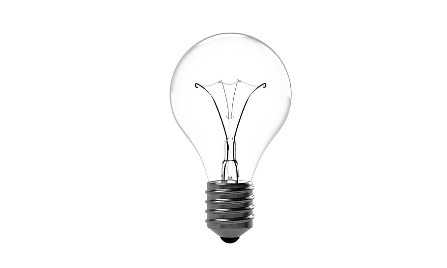 lightbulb, bulb, light, idea, energy, power, innovation, creative, electric, technology, electricity, inspiration, symbol, solution, invention, bright, icon, glass, illumination, electrical, thinking, imagination, glowing, watt, intelligence, metal, white, edison, science, transparent, equipment, wire, light Bulb, electric Lamp, lighting Equipment, ideas, creativity, illuminated, single Object, isolated, filament, studio shot, cable, no people, indoors, white background, copy space, close-up, still life, cut out, electric light, design, power supply, electrical equipment, 4K