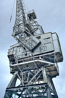 bristol, molls, grua, drassana, embarcacions, bristol, molls, industrial, port, transport, ciutat, càrrega, vaixell, Enviament, emmagatzematge, lliurament, exportar, indústria, contenidor, cel, vista d’angle baix, estructura construïda, cap gent, exterior de l'edifici, arquitectura, dia, naturalesa, metall, a l'aire lliure, núvol - cel, vell, abandonat, torre, obsoleta, resistent, aixafar, escala, edifici, 1080P, CC0, domini públic, lliure de regalies