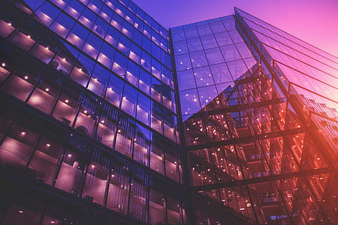 glass office buildings, light reflections, sunset, Glass, office buildings, light, reflections, architecture, building, business, city, finance, office, skyscraper, office Building, urban Scene, built Structure, night, glass - Material, building Exterior, window, modern, reflection, downtown District, illuminated, city Life, cityscape, blue, facade, tower, dusk, futuristic, low angle view, office building exterior, no people, sky, nature, outdoors, tall - high, purple, 4K