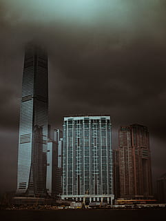 grigio, Marrone, calcestruzzo, costruzione di illustrazioni, grattacieli, lungomare, grattacielo, architettura, scena urbana, struttura costruita, esterno dell'edificio, edificio per uffici, paesaggio urbano, città, Torre, attività commerciale, skyline urbano, moderno, distretto del centro, alto - alto, posto famoso, cielo, distretto finanziario, finanza, notte, riflessione, vita di città, destinazioni di viaggio, costruzione, edificio per uffici esterno, nessuno, ufficio, nuvola - cielo, natura, all'aperto, viaggio, Inquadratura dal basso, 4K, CC0, dominio pubblico, privo di copyright
