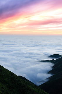Bett, Meereswolken, Berg, Bergrücken, Meer, Wolken, golden, Stunde, Nebel, Horizont, Sonnenuntergang, Wolke, Baum, Wolkengebilde, Silhouette, Dunst, Licht, Farbe, über, Antenne, Landschaft, Natur, Süd-Kalifornien, Malibu, Sonnenaufgang, wolkig, Himmel, wolke - himmel, Szenen - Natur, Schönheit in der Natur, ruhige Szene, Ruhe, Wasser, keine Leute, idyllisch, Umgebung, Nicht-städtische Szene, draußen, Horizont über Wasser, 4K, CC0, gemeinfrei, lizenzfrei