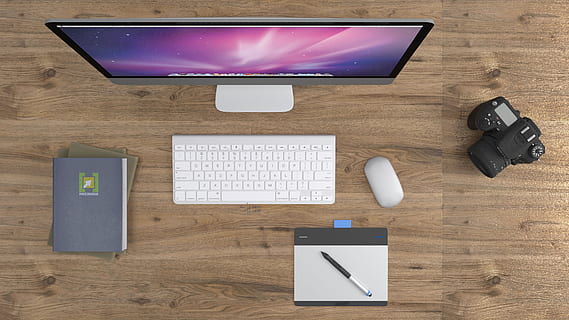 silver imac, computer, table, office, desk, work, computer desk, office desk, technology, job, computer technology, modern, communication, connection, computer equipment, wireless technology, indoors, business, wood - material, furniture, computer monitor, computer keyboard, screen, digital tablet, directly above, keyboard, photography themes, no people, 4K, CC0, public domain, royalty free