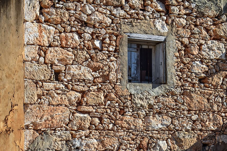 Wand, Stein, Fenster, altes Haus, Steinwand, Rau, traditionell, die Architektur, grunge, alt, Mittelmeer, Dherynie, Zypern, gebaute Struktur, rustikal, Gebäudehülle, keine Leute, Gebäude, Tag, solide, Wandbau - Funktion, Flachwinkelansicht, stein material, draußen, Haus, Eingang, Tür, Geschichte, die Vergangenheit, 2K
