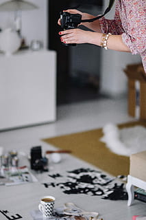 arranging, scrambled, letters, Woman, magazine, photography, smile, camera - Photographic Equipment, people, indoors, women, working, photographer, caucasian Ethnicity, equipment, adult, occupation, creativity, human Hand, one Person, craft, hobbies, design Professional, one woman only, only women, adults only, table, jewelry, focus on foreground, hand, holding, technology, selective focus, real people, human body part, wireless technology, art and craft, container, 4K
