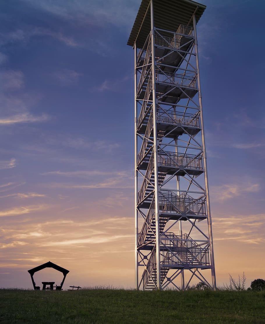 udsigt, tårn, landskab, outlook, himmel, arkitektur, bygget struktur, sky - himmel, natur, solnedgang, ingen mennesker, lav vinkel visning, Mark, jord, udendørs, brændstof og elproduktion, metal, industri, miljø, teknologi, bygning udvendig, dag, høj - høj, 4K