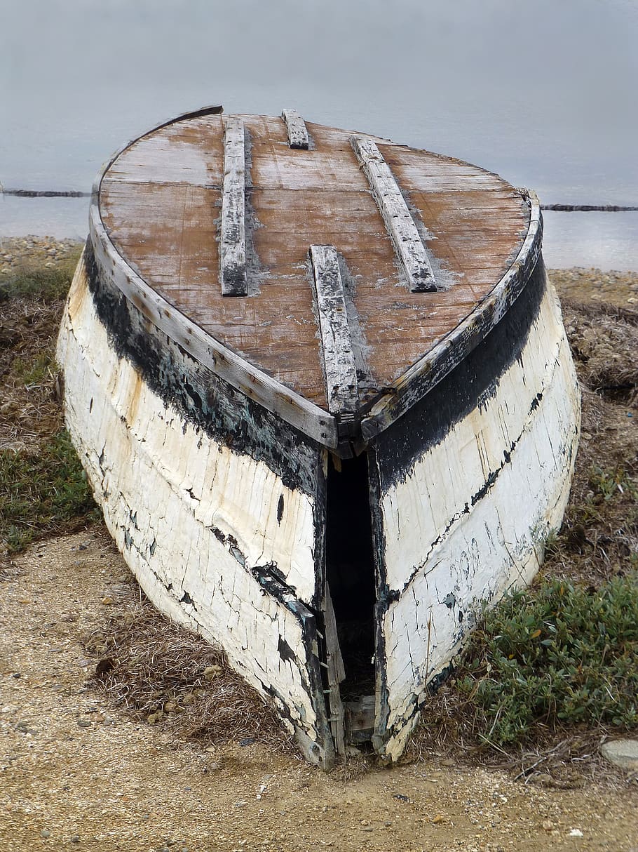 arrencada, naufragis, platja, decaïment, banc, vell, fusta, vaixell nàutic, material de fusta, transport, aigua, naturalesa, cap gent, dia, abandonat, a l'aire lliure, manera de transport, terra, mar, tranquil·litat, barril, brutícia, funció de construcció de parets, espatllat, barca de rems, 1080P