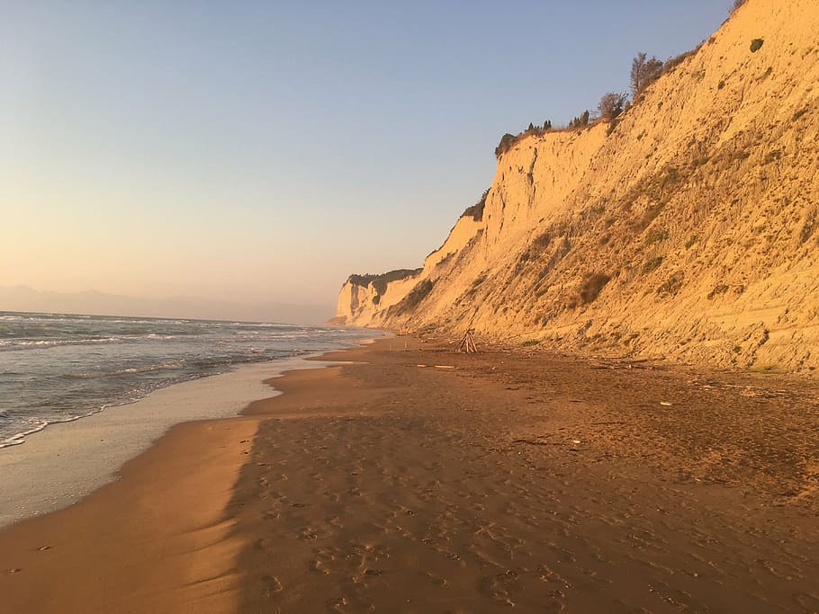 plaj, corfu, gün batımı, Yunanistan, ada, deniz, sahil, doğa, Su, peyzaj, Akdeniz, Defne, Yunan, yaz, tatil, Avrupa, kum, gökyüzü, seyahat, deniz manzarası, mavi, İyon, Kaya, turizm, uçurum, kıyı şeridi, kıyı, arazi, doğada güzellik, manzaralar - doğa, sakin sahne, huzur, açık hava, kaya oluşumu, pastoral, insansız, ufuk, su üzerinde ufuk, açık havada, aşınmış, 4K