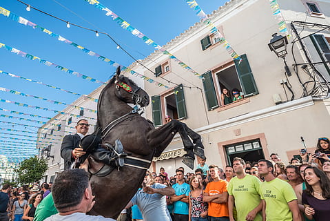 group, people, watching, horse, street, man, riding, black, parade, daytime, architecture, building, infrastructure, blue, sky, crowd, men, women, animal, ride, adventure, festival, large group of people, adult, adults only, outdoors, day, togetherness, city, group of people, real people, mammal, animal wildlife, domestic animals, livestock, representation, building exterior, built structure, spectator, 5K