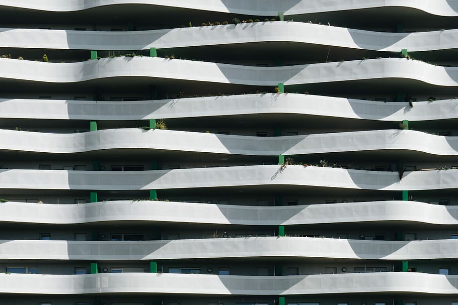 hvid betonbygning, untitled, bygning, sollys, skygge, hvid, grå, grøn, mønster, struktur, dagslys, Paris, bølget, bølge, kurvet, curf, moderne, minimalisme, minimal, facade, arkitektoniske, arkitektur, ingen mennesker, fuld ramme, baggrunde, i en række, plante, stor gruppe af objekter, bestille, natur, udendørs, tæt på, gentagelse, dag, industri, hvid farve, ren, blad, stilleben, byggebranchen, indsats, havearbejde, 5K
