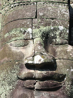 bajan, Angkor Wat, Twarz, sztuki i rzemiosła, żadnych ludzi, ludzka reprezentacja, dzień, reprezentacja, wzór, zbliżenie, kamień, Natura, rzemiosło, stary, rzeźba, kreatywność, na dworze, męskie podobieństwo, solidny, roślina, architektura, rzeźba - produkt rzemieślniczy, materiał kamienny, Kamienna ściana, kostka brukowa, 2K, CC0, domena publiczna, darmowe zdjęcia