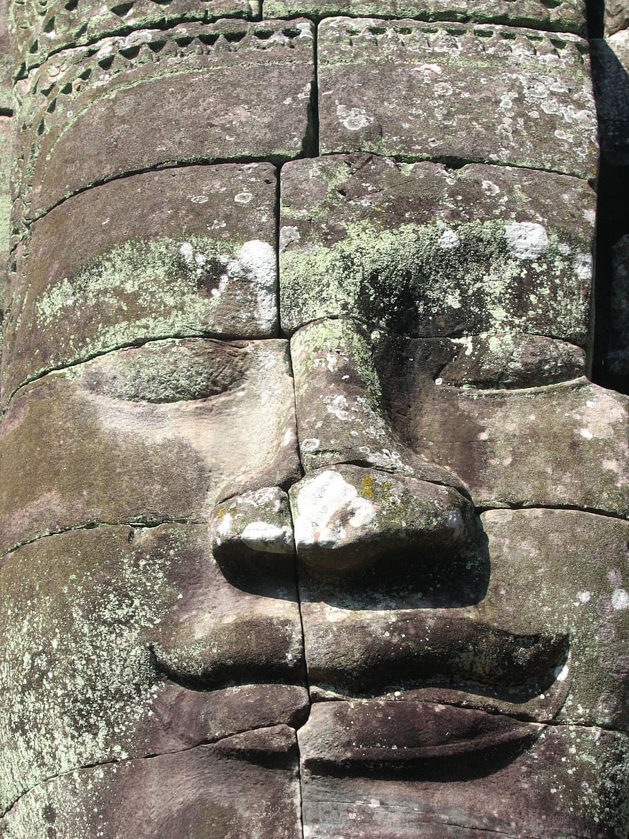 bayan, Angkor Wat, cara, art i artesania, cap gent, representació humana, dia, representació, patró, primer pla, pedra, naturalesa, artesania, vell, escultura, creativitat, a l'aire lliure, semblança masculina, sòlid, planta, arquitectura, talla - producte artesanal, material de pedra, paret de pedra, llambordes, 2K