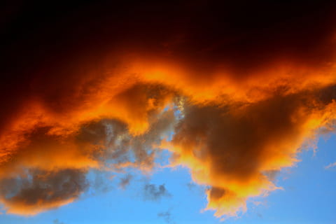 monsoon clouds, sky, clouds, orange color, cloud - sky, nature, no people, abstract, burning, backgrounds, beauty in nature, red, environment, fire, heat - temperature, space, fire - natural phenomenon, exploding, yellow, vibrant color, scenics - nature, bright, abstract backgrounds, brightly lit, chaos, 4K, CC0, public domain, royalty free
