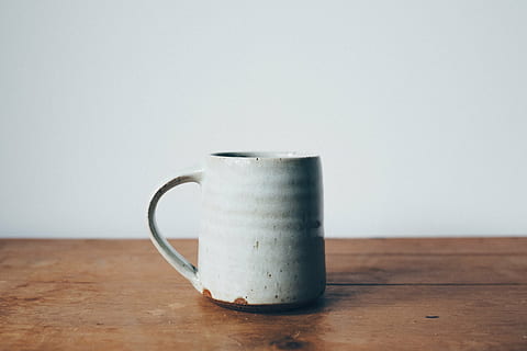 white, mug, brown, wooden, furniture, table, pitcher, indoors, food and drink, no people, drink, close-up, studio shot, still life, single object, refreshment, simplicity, wood - material, cup, copy space, day, coffee, white background, pour spout, pitcher - jug, steel, 4K, CC0, public domain, royalty free