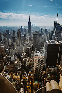 Antenne, Foto ansehen, städtisch, Bereich, Aussicht, Stadt, oben, Gebäude, Tag, New York City, Manhattan - New York City, Wolkenkratzer, Vereinigte Staaten von Amerika, städtische Skyline, der Staat New York, Stadtbild, Empire State Building, städtische Szene, Innenstadt, berühmter Platz, Midtown Manhattan, Gebäudehülle, die Architektur, gebaute Struktur, Bürogebäude, Luftaufnahme, Finanzviertel, Stadt leben, Reiseziele, High Angle View, keine Leute, draußen, Geschäft, Lower Manhattan, Reiseorte, Turm, Bürogebäude außen, Himmel, große Höhe, modern, Menge, überfüllt, Landschaft, Büro, 8K, CC0, gemeinfrei, lizenzfrei