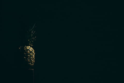 gul, grøn, ananas, minimalistisk, fotografering, trin, spotlight, sort, mørk, nat, sort farve, sort baggrund, studio skud, mad og drikke, ingen mennesker, tæt på, kopiere plads, plante, indendørs, friskhed, natur, enkelt objekt, mad, velvære, sund kost, frugt, vækst, skønhed i naturen, skåret ud, 5K, CC0, offentligt domæne, royaltyfrie