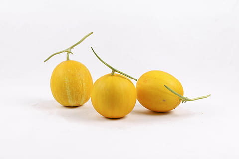 melon, meloner, kurset, yanggu melon, Korea, gul kursus, gul, frugt, grøntsag, mad, mad og drikke, sund kost, friskhed, velvære, studio skud, skåret ud, ingen mennesker, indendørs, gruppe af objekter, tæt på, plante, hvid baggrund, natur, kopiere plads, to objekter, plantestamme, moden, snack, 5K, CC0, offentligt domæne, royaltyfrie