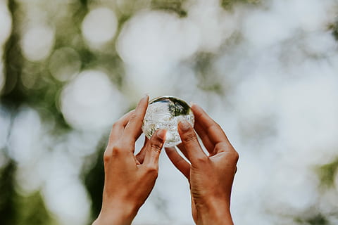 little, crystal ball, Woman, little crystal, female, hands, glass building, femine, outdoors, human Hand, holding, nature, people, one Person, women, human body part, only women, one woman only, adult, hand, focus on foreground, day, close-up, tree, body part, lifestyles, wellbeing, healthy lifestyle, plant, beautiful woman, finger, 4K