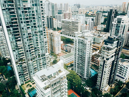 aéreo, ver fotografía, hormigón, Alto, edificios, subir edificios, tiempo de día, exterior del edificio, estructura construida, ciudad, arquitectura, edificio, paisaje urbano, edificio de oficinas exterior, vista de alto ángulo, rascacielos, altura maxima, Distrito residencial, multitud, día, torre, concurrido, moderno, calle, vida en la ciudad, oficina, apartamento, Distrito financiero, 4K, CC0, dominio público, libre de derechos