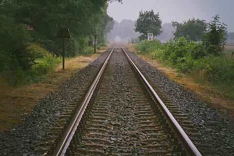 long chemin de fer, longue, chemin de fer, paysage, transport, train, acier, Voyage, périple, en plein air, Transport ferroviaire, la voie à suivre, journée, personne, plante, arbre, direction, Piste, perspective décroissante, Point de fuite, la nature, croissance, couleur verte, beauté dans la nature, brouillard, ciel, parallèle, 4K, CC0, domaine public, libre de droits
