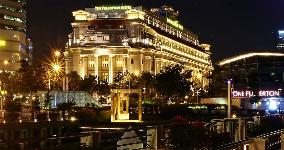 hotel fullerton, nit, l'hotel fullerton, per la nit, arquitectura, il·luminat, lloc famós, escena urbana, estructura construïda, paisatge urbà, exterior de l'edifici, ciutat, destinacions de viatge, vespre, llocs de viatges, arquitectura i edificis, a l'aire lliure, edifici, cap gent, naturalesa, cel, el passat, història, aigua, arbre, turisme, reflexió, 1080P