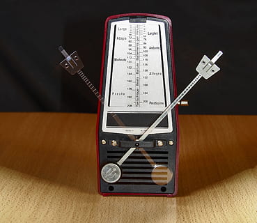 black, red, electric, device, accuracy, audio, control, display, electronics, equipment, indoors, instrument, measure, metronome, motion, music, music production, number, play, precision, sound studio, technology, temperature, time-lapse, vintage, work table, arts culture and entertainment, musical instrument, no people, musical equipment, wood - material, sheet music, close-up, still life, string, string instrument, musical instrument string, brown, guitar, table, musical note, sheet, absence, playing, 2K, CC0, public domain, royalty free