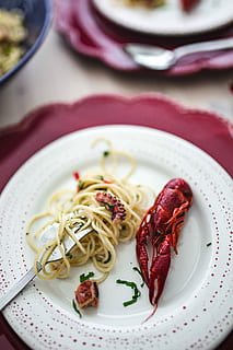 dinner, seafood pasta, crayfish, red, wine, table, decorated, roses, Fancy, seafood, pasta, red wine, elegant, octopus, food, gourmet, plate, freshness, meal, crockery, vegetable, close-up, healthy Eating, food And Drink, cooked, restaurant, lunch, no people, indoors, wellbeing, ready-to-eat, focus on foreground, serving size, still life, kitchen utensil, italian food, eating utensil, high angle view, spaghetti, 4K, CC0, public domain, royalty free