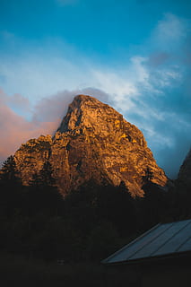 den lille standsning, grøn, træer, bjerg, klippe, orange, Sky, himmel, blå, tag, glas, landskab, solnedgang, klatring, hans berger hau, tyrol, sol, kaiser bjerg, sky - himmel, skønhed i naturen, ingen mennesker, natur, scenics - natur, ro, rolig scene, plante, lav vinkel visning, udendørs, miljø, bjergkæde, rock formation, dag, ikke-urbane scene, idyllisk, rock-objekt, formation, bjergtop, 4K, CC0, offentligt domæne, royaltyfrie