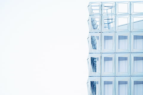 abstract, building, facade, glass, pattern, perspective, windows, architecture, building exterior, built structure, copy space, window, day, no people, city, nature, sky, outdoors, glass - material, office, office building exterior, clear sky, white background, modern, skyscraper, apartment, 4K, CC0, public domain, royalty free