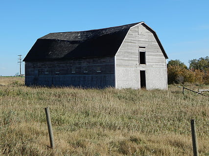 lade, gammel, rustik, gård, træ-, forvitret, landdistrikterne, bygning, forladt, Land, Saskatchewan, bygget struktur, bygning udvendig, landbrug, Mark, arkitektur, græs, plante, jord, natur, landbrugsbygning, himmel, træ - materiale, dag, landskab, ingen mennesker, skyfri himmel, landlige scene, sollys, udendørs, 4K, CC0, offentligt domæne, royaltyfrie