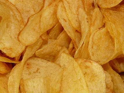 chips snack, Potato Chips, Food, Eat, Fat, chips, greasy, thick, unhealthy, yellow, full frame, backgrounds, food and drink, no people, unhealthy eating, potato chip, snack, fried, prepared potato, close-up, potato, fast food, indoors, ready-to-eat, large group of objects, freshness, still life, heap, studio shot, crunchy, carbohydrate - food type, salted, french food, 2K, CC0, public domain, royalty free