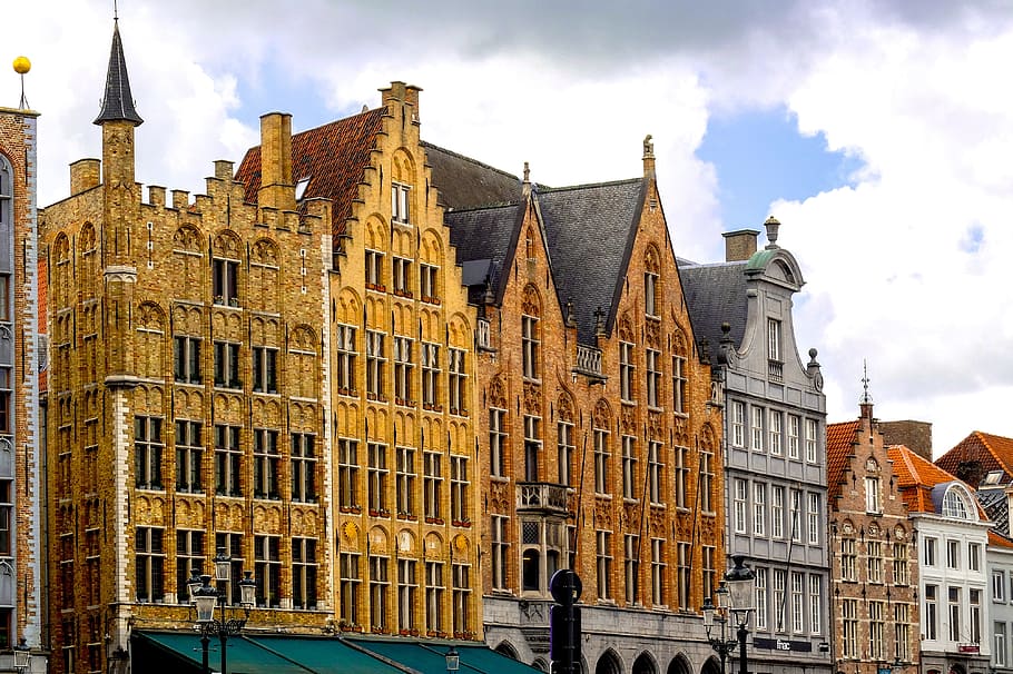 clădire, faţadă, cărămidă, arhitectură, medieval, oraș, bruges, Brugge, Belgia, Flandra, Europa, construită, exteriorul clădirii, nor - cer, fereastră, cer, trecutul, destinații de călătorie, zi, istorie, zonă rezidențială, natură, nici o persoana, vedere unghiulară joasă, în aer liber, călătorie, turism, stil gotic, 4K