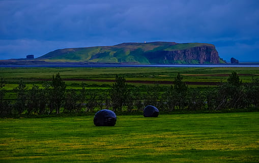 mountains, nature, sky, water, clouds, countryside, environment, field, grass, plants, rural, green color, scenics - nature, beauty in nature, plant, landscape, mountain, land, tranquil scene, tranquility, cloud - sky, no people, non-urban scene, idyllic, tree, outdoors, purple, 4K, CC0, public domain, royalty free