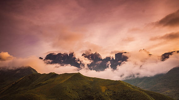 mountain under clouds, mountain ranges, behind, clouds, mountain, cloud, landscape, red sky, sunset, nature, outdoors, cloudscape, nguchisonmoutain, vietnam, sky, environment, cloud - sky, beauty in nature, land, travel, scenics - nature, fog, no people, travel destinations, dramatic sky, non-urban scene, morning, mountain peak, 5K, CC0, public domain, royalty free