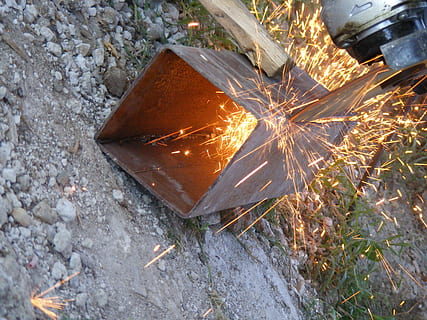 angle, cutting, fire, grinder, heat, metal, sparks, yellow, industries, high angle view, nature, motion, burning, day, no people, blurred motion, flame, fire - natural phenomenon, outdoors, wood - material, heat - temperature, close-up, orange color, firewood, long exposure, field, wood, 2K, CC0, public domain, royalty free