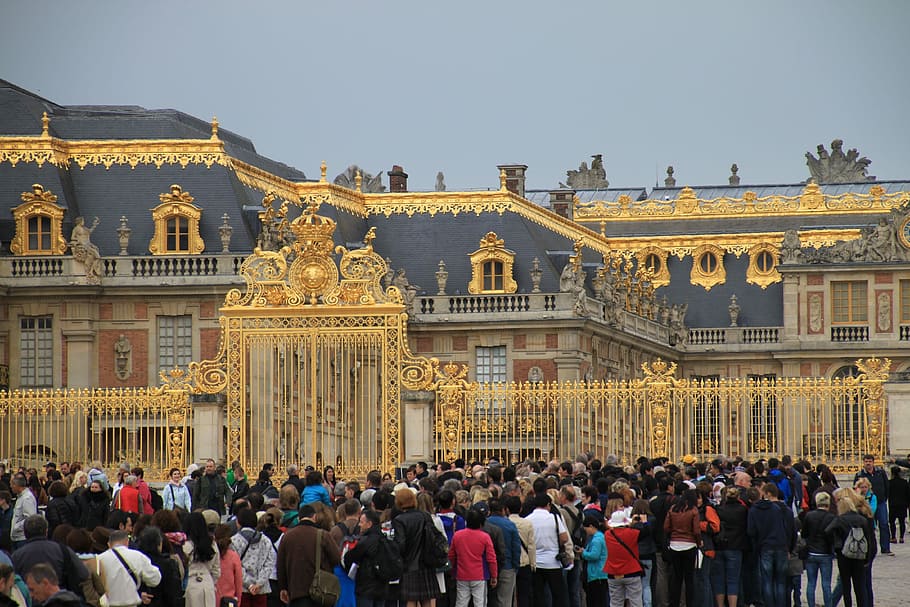dav, versailles, člověk, velká skupina lidí, architektura, destinace, exteriér budovy, venku, stavba, skutečných lidí, muži, ženy, skupina lidí, životního stylu, nebe, město, čisté nebe, dospělý, Dějiny, minulost, Příroda, cestovat, 4K